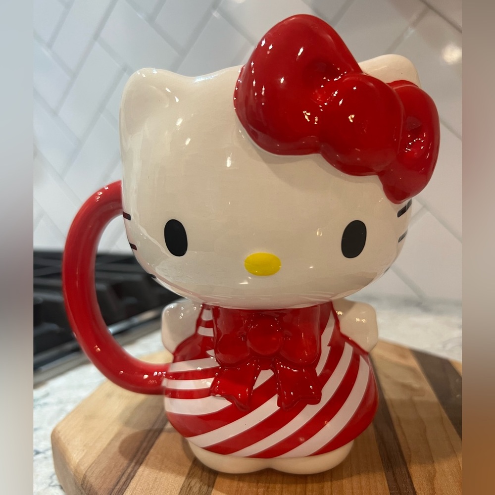 Sanrio Christmas 3D Hello Kitty Full Body Candy Cane Dress 20oz Figural Mug